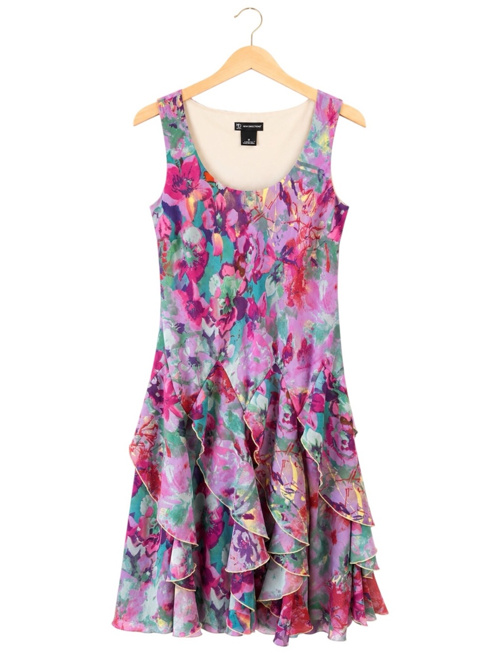 Handkerchief Ruffle Hem Floral Midi Dress Wedding Guest Garden Party Womens M